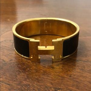 Hermès Le H Clic Clak Bracelet - Large - Black